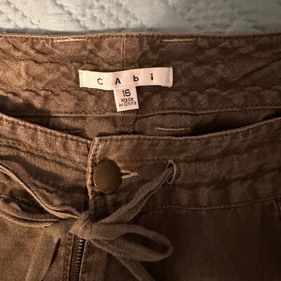 Cabi olive green linen pants size 16 - Picture 2 of 4